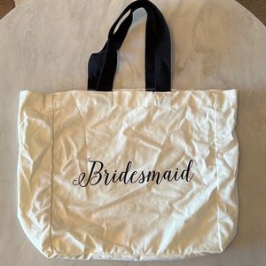 Bridesmaid Canvas Tote Bag With Black Handles